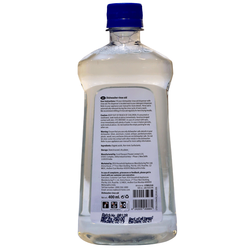 Buy Bosch Rinse Aid for Dishwasher ( 400 ml, 17001310, Blue) online Croma